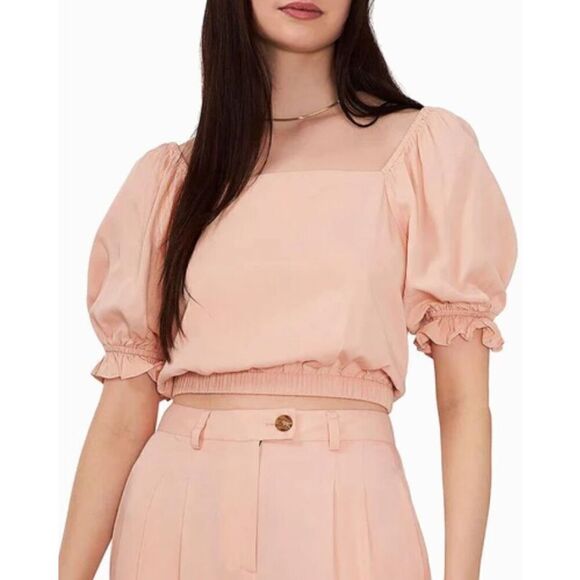 1.‎ State Square Neck Puff Sleeve Size Large Cropped Top Spanish Villa NWT - Picture 1 of 10